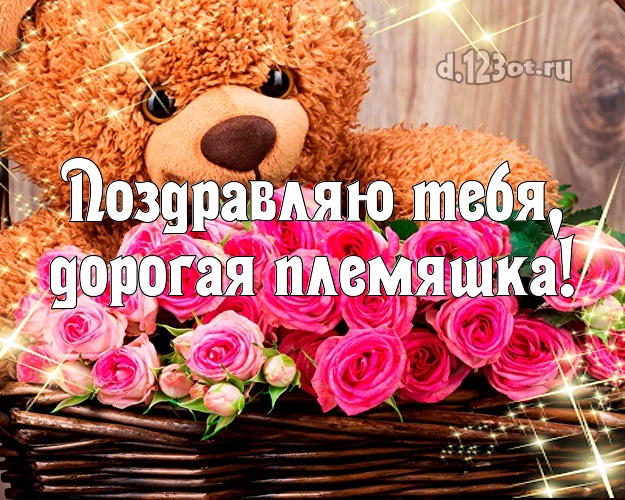 Поздравляю Тебя, дорогая племяшка! Племяннице! Для любимой племянницы с днём рождения! Большой плюшевый медведь! Открытка! Племяшке! Поздравляю Тебя, дорогая племяшка! Скачать онлайн бесплатно для вацап!