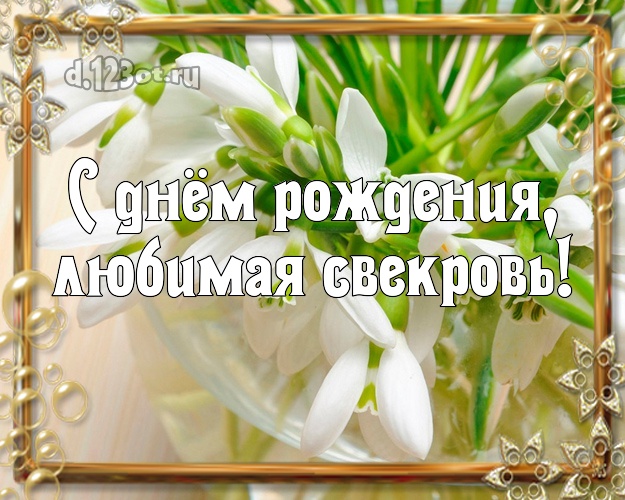С днём рождения, любимая свекровь! Дорогой свекрови! Цветы, подснежники на день рождения! Открытка, картинка! Милой свекрови на день рождения! С днём рождения, любимая свекровь! Скачать онлайн бесплатно для вацап!