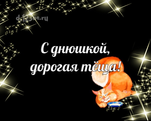 С днюшкой, дорогая тёща! Тёще на день рождения! Котик, рыжик! Открытка с ДР! Моей тёще! С днюшкой, дорогая тёща! Скачать онлайн бесплатно для вацап!