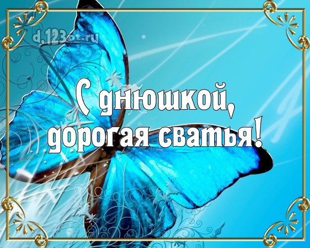 Сватье на день рождения! Голубая бабочка на ДР! Моей сватье! С днюшкой, дорогая сватья! Скачать онлайн бесплатно для вацап!
