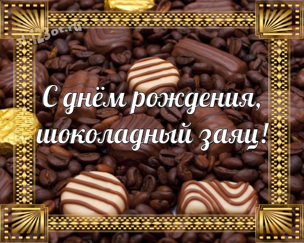 С днём рождения, шоколадный заяц! Необычная открытка любимейшему мужчине с вкусняшками, шоколадом и конфетами для whatsApp, для telegram, для vk, для фейсбука, для одноклассники! Скачать онлайн бесплатно для вацап!