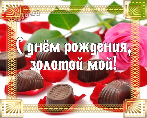 С днём рождения, золотой мой! Чудесная картинка самому любимому мужчине с вкусным шоколадом для ватсапа, для телеграм, для вк, для фейсбук, для одноклассники! Скачать онлайн бесплатно для вацап!