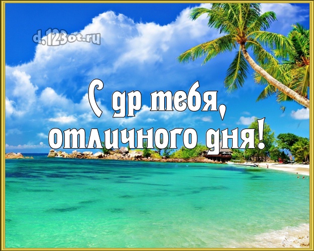 С днём рождения! открытка парню с пальмами для вацап, для телеграм, для vk, для facebook, для одноклассники!! Скачать онлайн бесплатно для вацап!