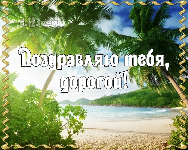 В день рождения! картинка для любимого мужа с экзотической природой для whatsApp, для телеграм, для vk, для фейсбук, для одноклассники! Скачать онлайн бесплатно для вацап!