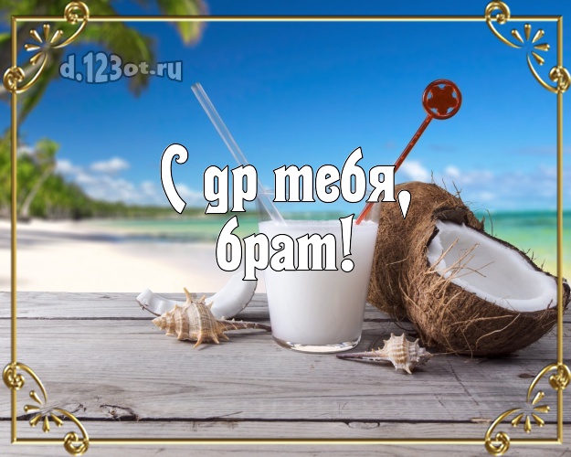 С днём рождения! открытка брату с экзотической природой для вацап, для telegram, для вк, для фейсбук, для одноклассники! Скачать онлайн бесплатно для вацап!