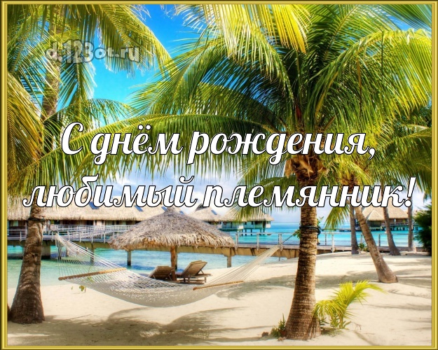 С днём рождения, любимый племянник! картинка для племянника с морем для ватсапа, для телеграм, для vk, для фейсбука, для одноклассников! Скачать онлайн бесплатно для вацап!