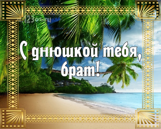 С днём рождения! открытка братишке с океаном для ватсапа, для телеграм, для вконтакте, для фейсбук, для одноклассники! Скачать онлайн бесплатно для вацап!