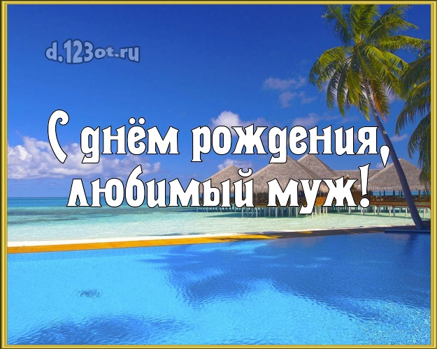 С днём рождения! картинка мужу с экзотикой для whatsApp, для telegram, для vk, для facebook, для одноклассников! Скачать онлайн бесплатно для вацап!