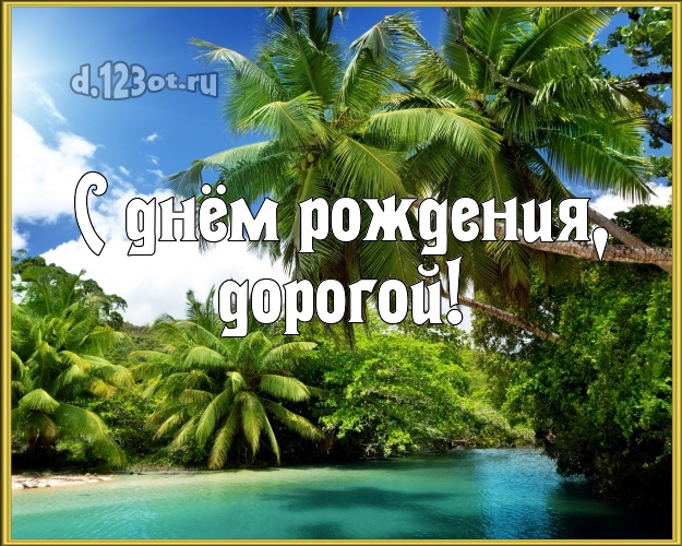 Ко дню рождения! картинка муженьку с экзотической природой для вацап, для телеграм, для вк, для facebook, для одноклассников! Скачать онлайн бесплатно для вацап!