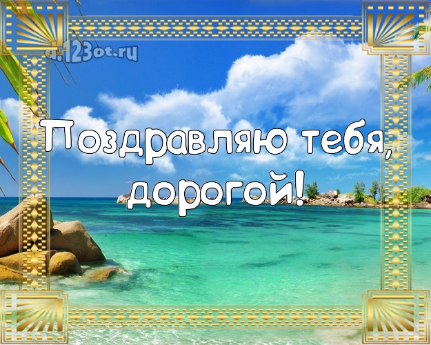 С днём рождения! картинка для муженька с экзотической природой для whatsApp, для telegram, для вк, для фейсбука, для одноклассники! Скачать онлайн бесплатно для вацап!