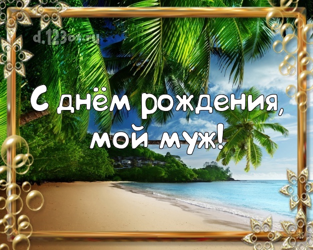 На день рождения! картинка для отца моих детей с экзотикой для ватсапа, для telegram, для vk, для facebook, для одноклассников! Скачать онлайн бесплатно для вацап!