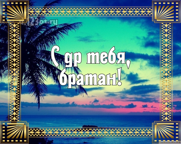 Ко дню рождения! открытка для друга с экзотической природой для whatsApp, для телеграм, для vk, для facebook, для одноклассники! Скачать онлайн бесплатно для вацап!