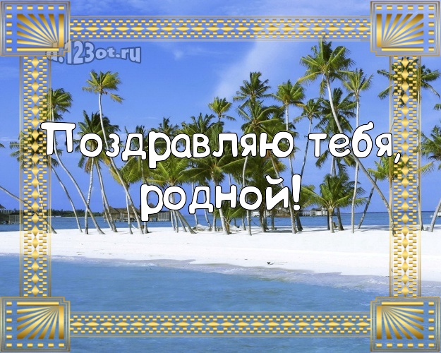 С днём рождения! картинка любимому мужу с пальмами для whatsApp, для телеграм, для вк, для фейсбук, для одноклассников! Скачать онлайн бесплатно для вацап!