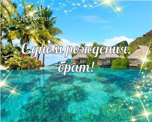 На день рождения! картинка для братишки с пальмами для вацап, для телеграм, для вк, для фейсбука, для одноклассников! Скачать онлайн бесплатно для вацап!