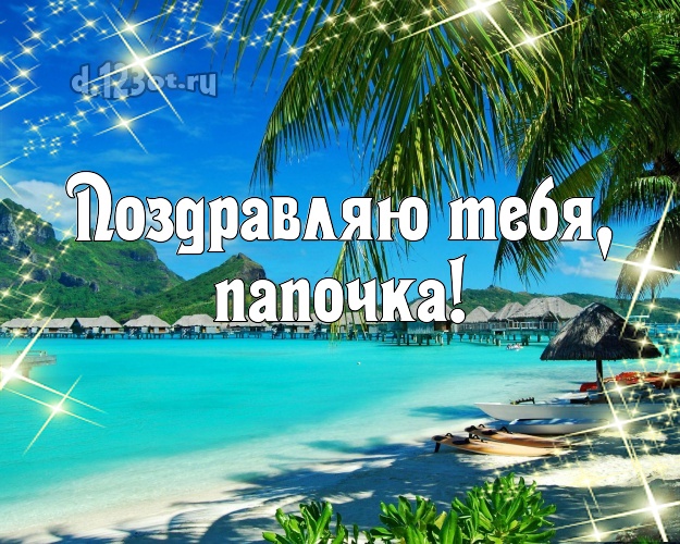 С днём рождения! картинка папочке с экзотикой для whatsApp, для telegram, для vk, для фейсбука, для одноклассники! Скачать онлайн бесплатно для вацап!