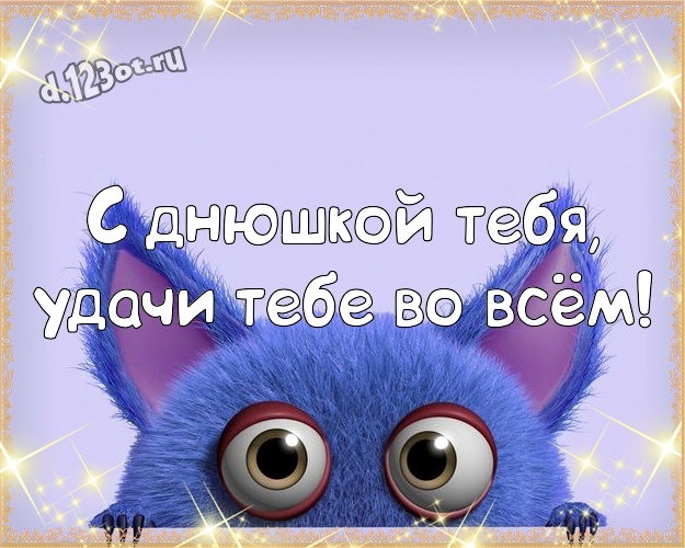 С днюшкой Тебя, удачи Тебе во всём! С юмором открытка офигенному мужчине с прикольными существами для вацап, для telegram, для vk, для фейсбук, для одноклассники! Скачать онлайн бесплатно для вацап!