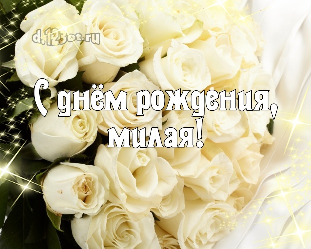 С днём рождения, милая! Манящая картинка любимой девушке с розой для вацап, для телеграм, для вк, для facebook, для одноклассники! Скачать онлайн бесплатно для вацап!