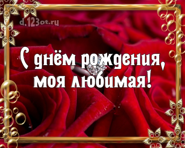 С днём рождения, моя любимая! Великолепная картинка для любимой девушки с красивой розой для whatsApp, для телеграм, для vk, для facebook, для одноклассники! Скачать онлайн бесплатно для вацап!
