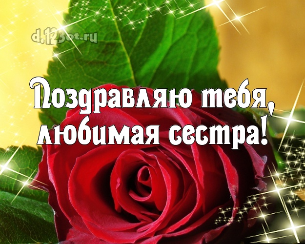 Поздравляю Тебя, любимая сестра! Дивная картинка для лучшей сестры с фотками розы для ватсапа, для telegram, для вконтакте, для facebook, для одноклассников! Скачать онлайн бесплатно для вацап!