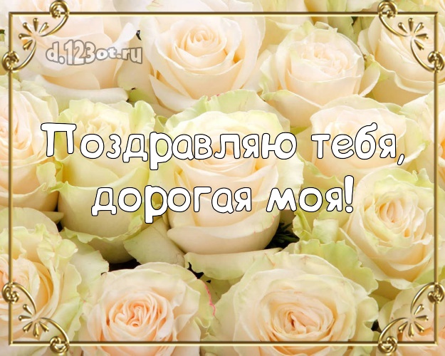 Поздравляю Тебя, дорогая моя! Душевная открытка для любимой девушки с шикарными розами для whatsApp, для телеграм, для вк, для фейсбук, для одноклассники! Скачать онлайн бесплатно для вацап!