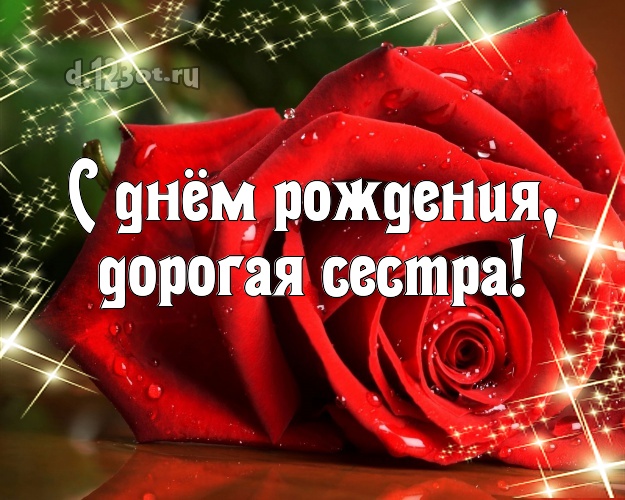 С днём рождения, дорогая сестра! Лучшая открытка для лучшей сестры с цветами (розами) для whatsApp, для телеграм, для вк, для facebook, для одноклассников! Скачать онлайн бесплатно для вацап!