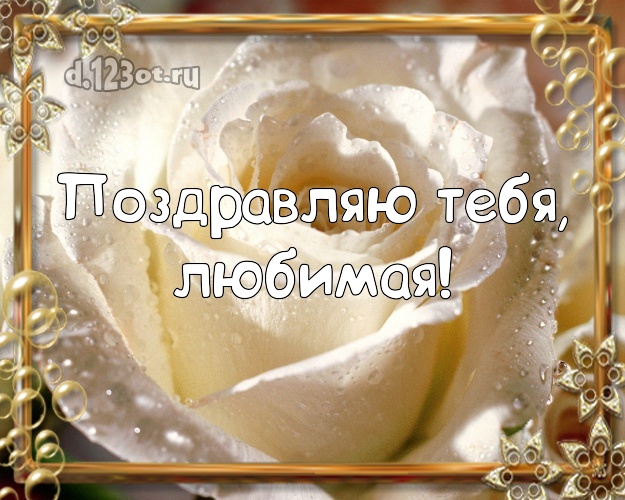 Поздравляю Тебя, любимая! Лучшая картинка классной жене с розочками для вацап, для телеграм, для вк, для фейсбук, для одноклассников! Скачать онлайн бесплатно для вацап!