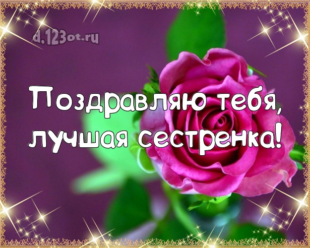 Поздравляю Тебя, лучшая сестренка! Лучшая картинка для лучшей сестры с красивыми розами для ватсапа, для телеграм, для вк, для facebook, для одноклассников! Скачать онлайн бесплатно для вацап!