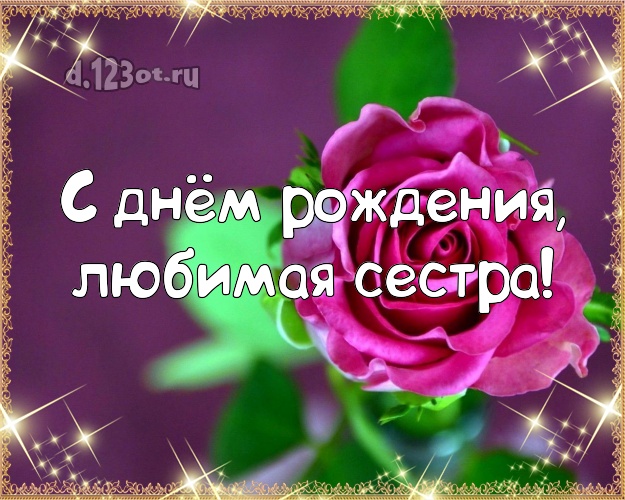 С днём рождения, любимая сестра! Ангельская картинка классной сестре с красивой розой для вацап, для telegram, для вк, для facebook, для одноклассники! Скачать онлайн бесплатно для вацап!