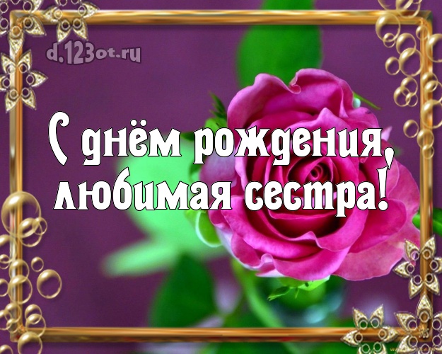 С днём рождения, любимая сестра! Лучшая открытка классной сестре с цветами (розами) для вацап, для телеграм, для vk, для фейсбук, для одноклассники! Скачать онлайн бесплатно для вацап!