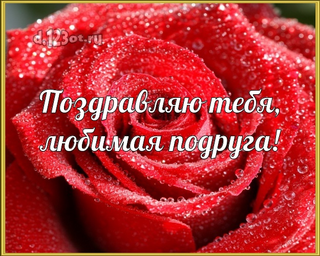 Поздравляю Тебя, любимая подруга! Манящая открытка классной подружке с розой для ватсапа, для telegram, для vk, для фейсбука, для одноклассники! Скачать онлайн бесплатно для вацап!