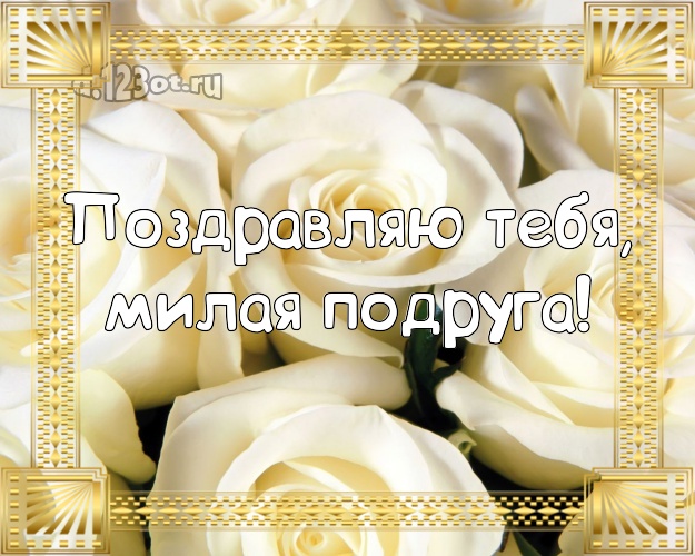 Поздравляю Тебя, милая подруга! Душевная открытка для классной подружки с шикарными розами для whatsApp, для телеграм, для vk, для фейсбук, для одноклассников! Скачать онлайн бесплатно для вацап!