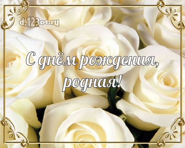 С днём рождения, родная! Чудесная открытка даме с розой для вацап, для telegram, для vk, для facebook, для одноклассников! Скачать онлайн бесплатно для вацап!