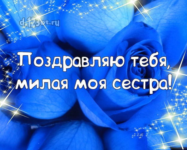 Поздравляю Тебя, милая моя сестра! Дивная открытка для классной сестры с цветами (розами) для ватсапа, для телеграм, для вк, для фейсбука, для одноклассников! Скачать онлайн бесплатно для вацап!