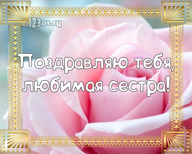 Поздравляю Тебя, любимая сестра! Лучшая картинка для классной сестры с розочками для ватсапа, для телеграм, для вконтакте, для фейсбука, для одноклассники! Скачать онлайн бесплатно для вацап!