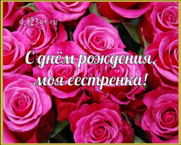 С днём рождения, моя сестренка! Чудесная открытка для классной сестры с розой для ватсапа, для телеграм, для вконтакте, для фейсбук, для одноклассников! Скачать онлайн бесплатно для вацап!