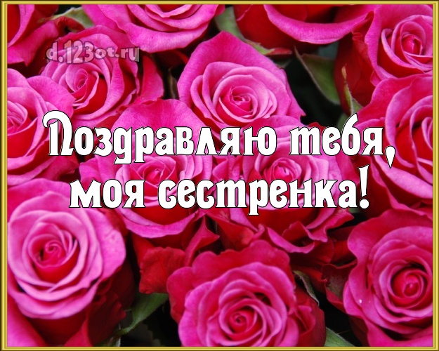 Поздравляю Тебя, моя сестренка! Чудесная открытка для классной сестры с красивой розой для ватсапа, для telegram, для вк, для facebook, для одноклассников! Скачать онлайн бесплатно для вацап!