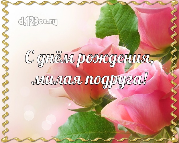 С днём рождения, милая подруга! Забавная картинка для классной подружки с розой для whatsApp, для telegram, для вконтакте, для фейсбук, для одноклассников! Скачать онлайн бесплатно для вацап!