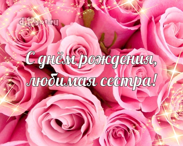 С днём рождения, любимая сестра! Лучшая картинка для лучшей сестры с красивой розой для вацап, для телеграм, для вк, для facebook, для одноклассников! Скачать онлайн бесплатно для вацап!