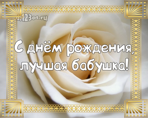 С днём рождения, лучшая бабушка! Трогательная открытка для классной бабушки с розой для ватсапа, для telegram, для vk, для фейсбук, для одноклассники! Скачать онлайн бесплатно для вацап!