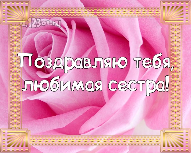 Поздравляю Тебя, любимая сестра! Чудесная открытка для лучшей сестры с цветами (розами) для ватсапа, для telegram, для вк, для фейсбук, для одноклассники! Скачать онлайн бесплатно для вацап!