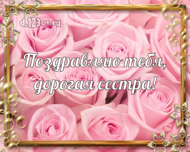 Поздравляю Тебя, дорогая сестра! Ангельская картинка классной сестре с фотками розы для ватсапа, для telegram, для вк, для facebook, для одноклассников! Скачать онлайн бесплатно для вацап!