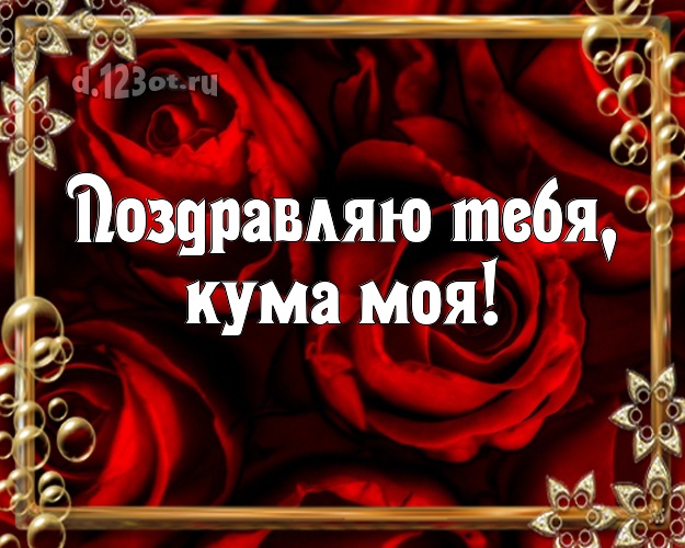 Поздравляю Тебя, кума моя! Трогательная картинка любимой куме с фотками розы для вацап, для telegram, для вк, для фейсбука, для одноклассников! Скачать онлайн бесплатно для вацап!