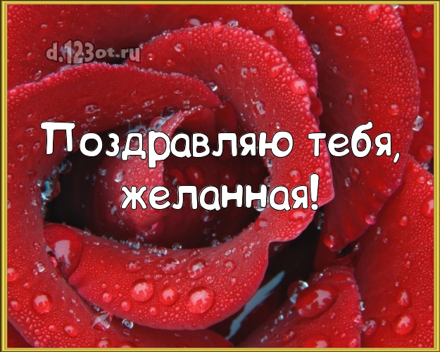 Поздравляю Тебя, желанная! Манящая открытка для женщины с фотками розы для ватсапа, для телеграм, для vk, для facebook, для одноклассники! Скачать онлайн бесплатно для вацап!
