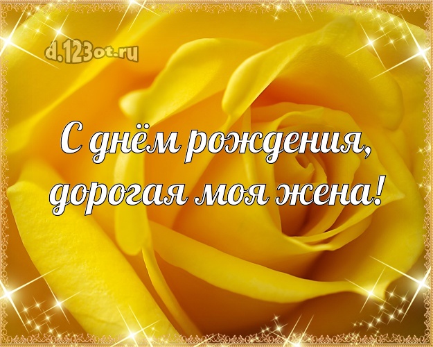 С днём рождения, дорогая моя жена! Дивная открытка для классной жены с розочками для ватсапа, для телеграм, для vk, для фейсбука, для одноклассников! Скачать онлайн бесплатно для вацап!