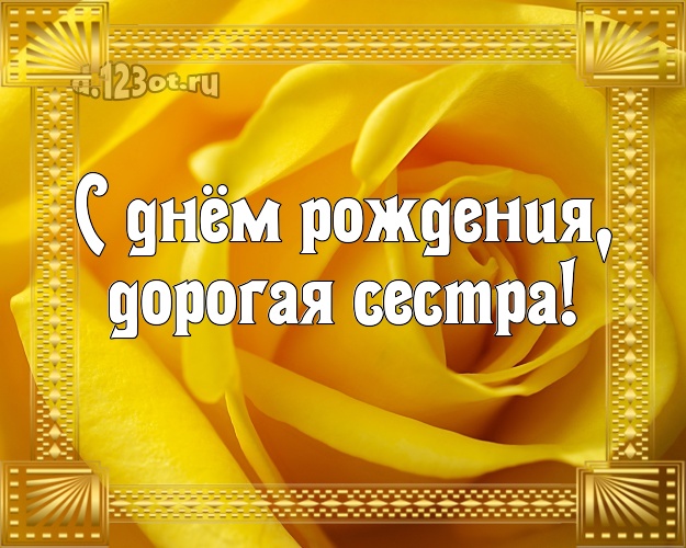С днём рождения, дорогая сестра! Дивная открытка лучшей сестре на свете с красивыми розами для ватсапа, для телеграм, для вк, для фейсбук, для одноклассников! Скачать онлайн бесплатно для вацап!