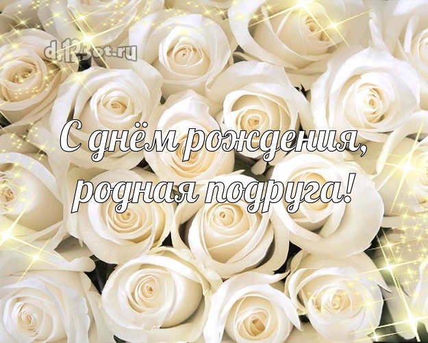 С днём рождения, родная подруга! Чудесная картинка классной подружке с шикарными розами для whatsApp, для telegram, для вконтакте, для фейсбук, для одноклассников! Скачать онлайн бесплатно для вацап!