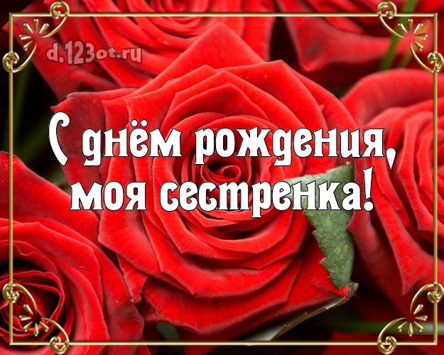 С днём рождения, моя сестренка! Ангельская открытка для классной сестры с красивыми розами для whatsApp, для телеграм, для vk, для фейсбука, для одноклассников! Скачать онлайн бесплатно для вацап!