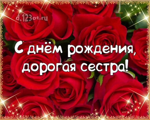 С днём рождения, дорогая сестра! Чудесная открытка лучшей сестре на свете с красивой розой для whatsApp, для telegram, для вконтакте, для фейсбука, для одноклассников! Скачать онлайн бесплатно для вацап!