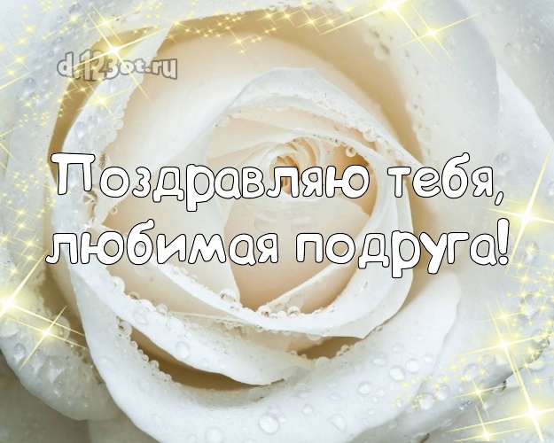 Поздравляю Тебя, любимая подруга! Душевная картинка классной подружке с розочками для ватсапа, для телеграм, для вк, для фейсбук, для одноклассников! Скачать онлайн бесплатно для вацап!