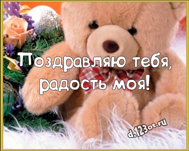 Поздравляю Тебя, радость моя! Милая картинка любимой девушке с красивыми плюшевыми мишками для whatsApp, для telegram, для вконтакте, для фейсбука, для одноклассников! Скачать онлайн бесплатно для вацап!